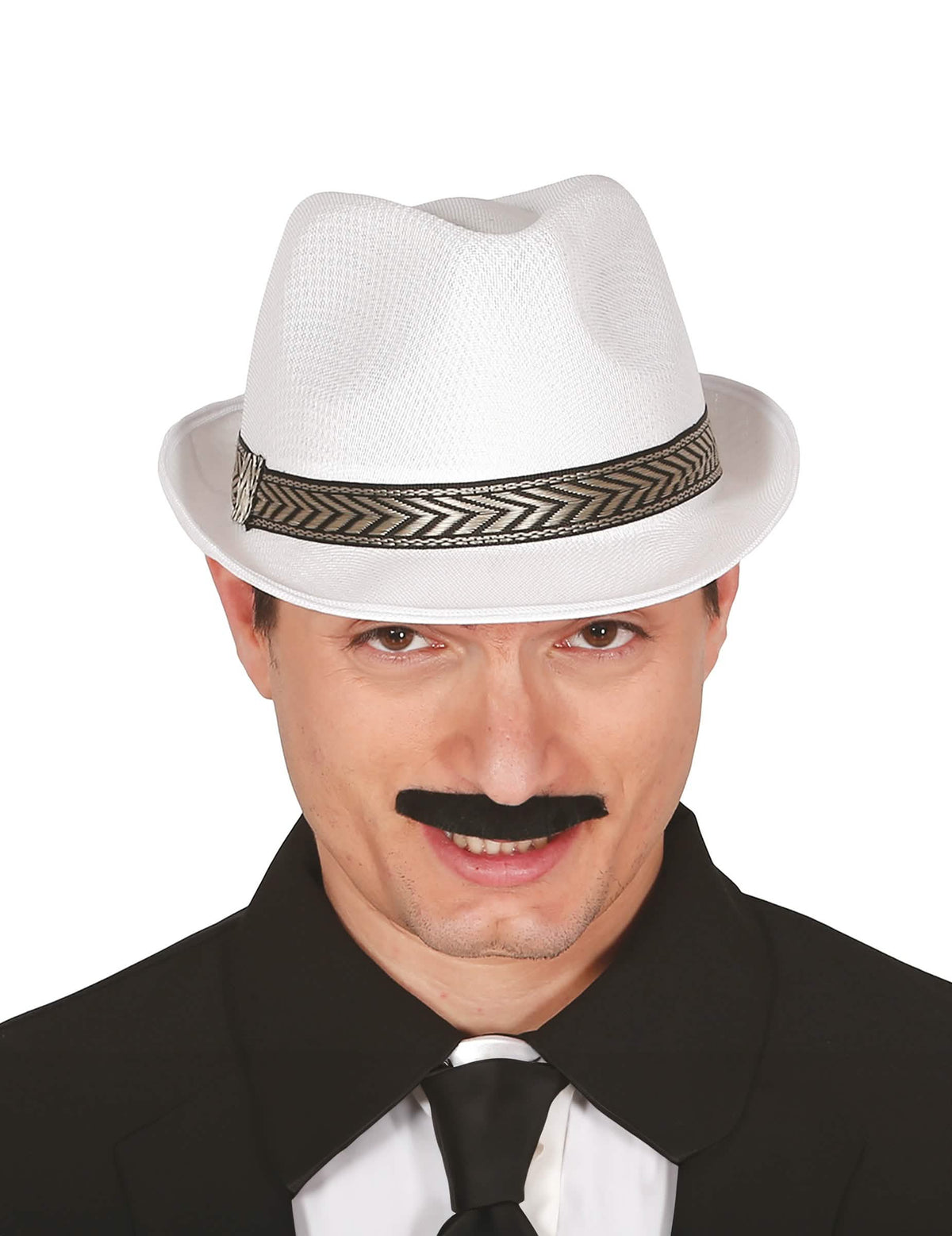 Aikuisille tarkoitettu valkoinen borsalino trilby -hattu edestä katsottuna