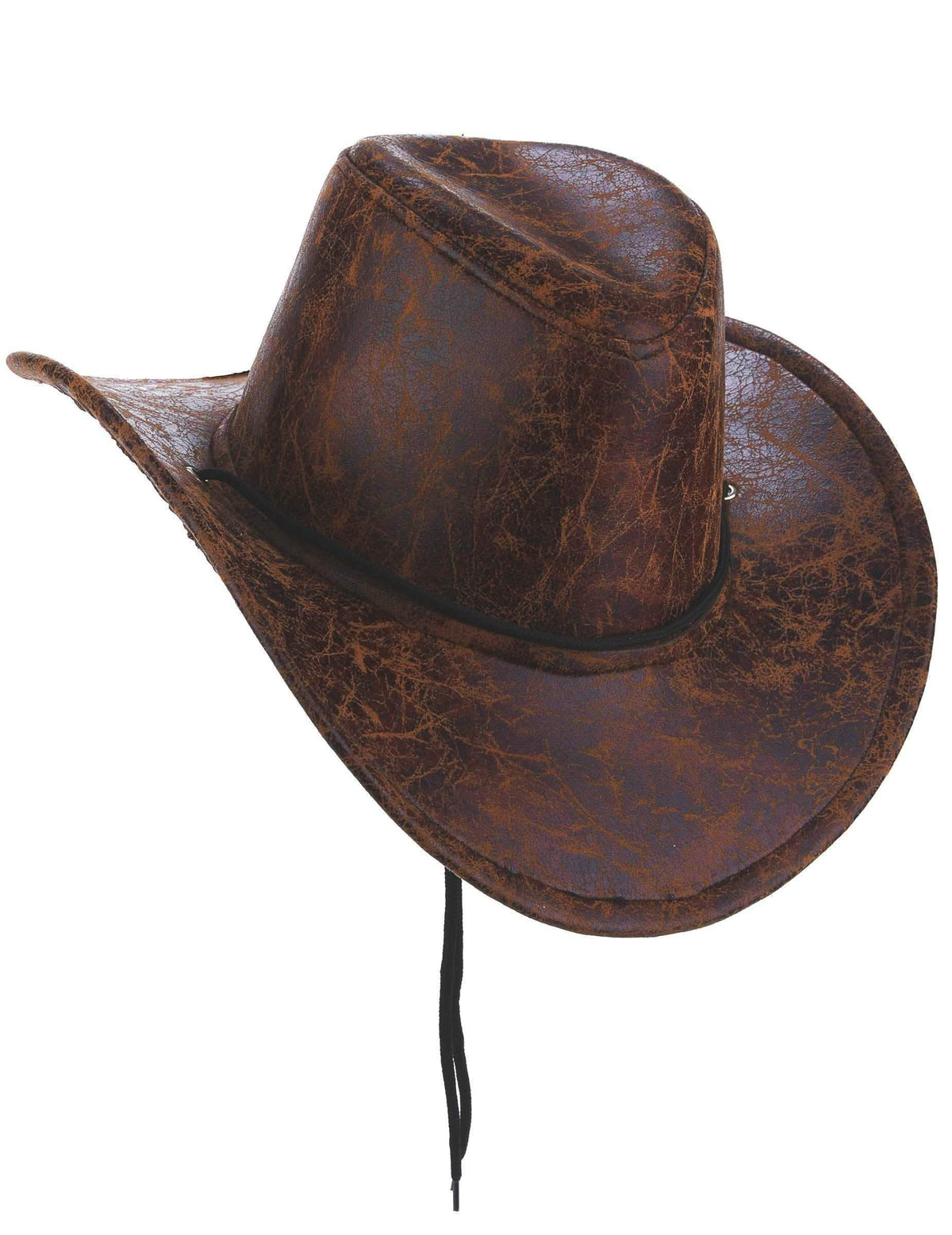 Aikuiset ruskea keinonahkainen cowboy-hatun sivukuva