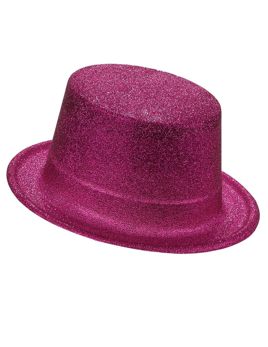 Aikuisten pinkillä glitterillä koristeltu silinterihattu