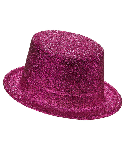 Aikuisten pinkillä glitterillä koristeltu silinterihattu