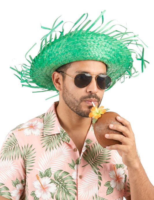 Chapeau Hawaï vert adulte
