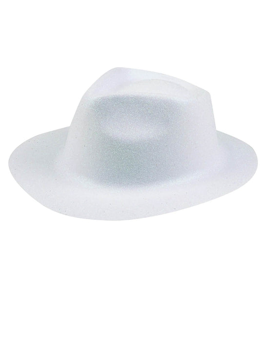 Vue de profil du chapeau pailleté pour adulte blanc