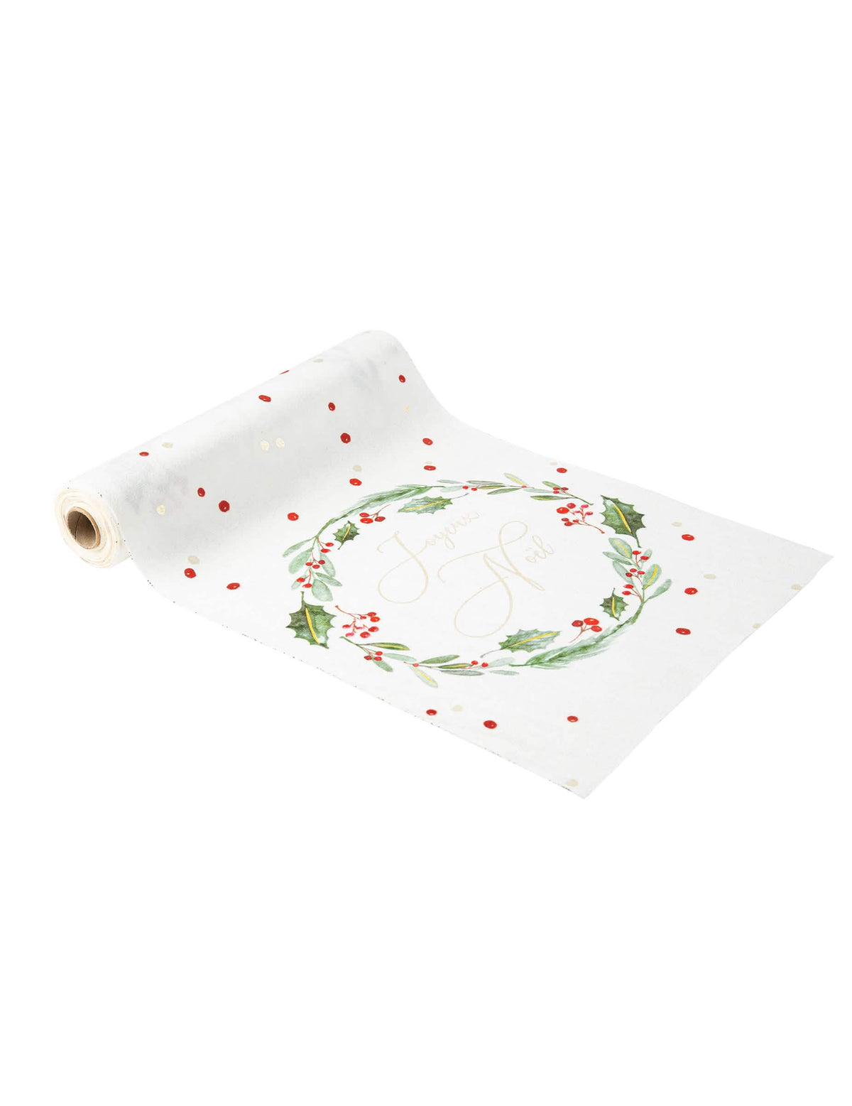Chemin de table joyeux Noël tradi chic pour décoration en velours blanc
