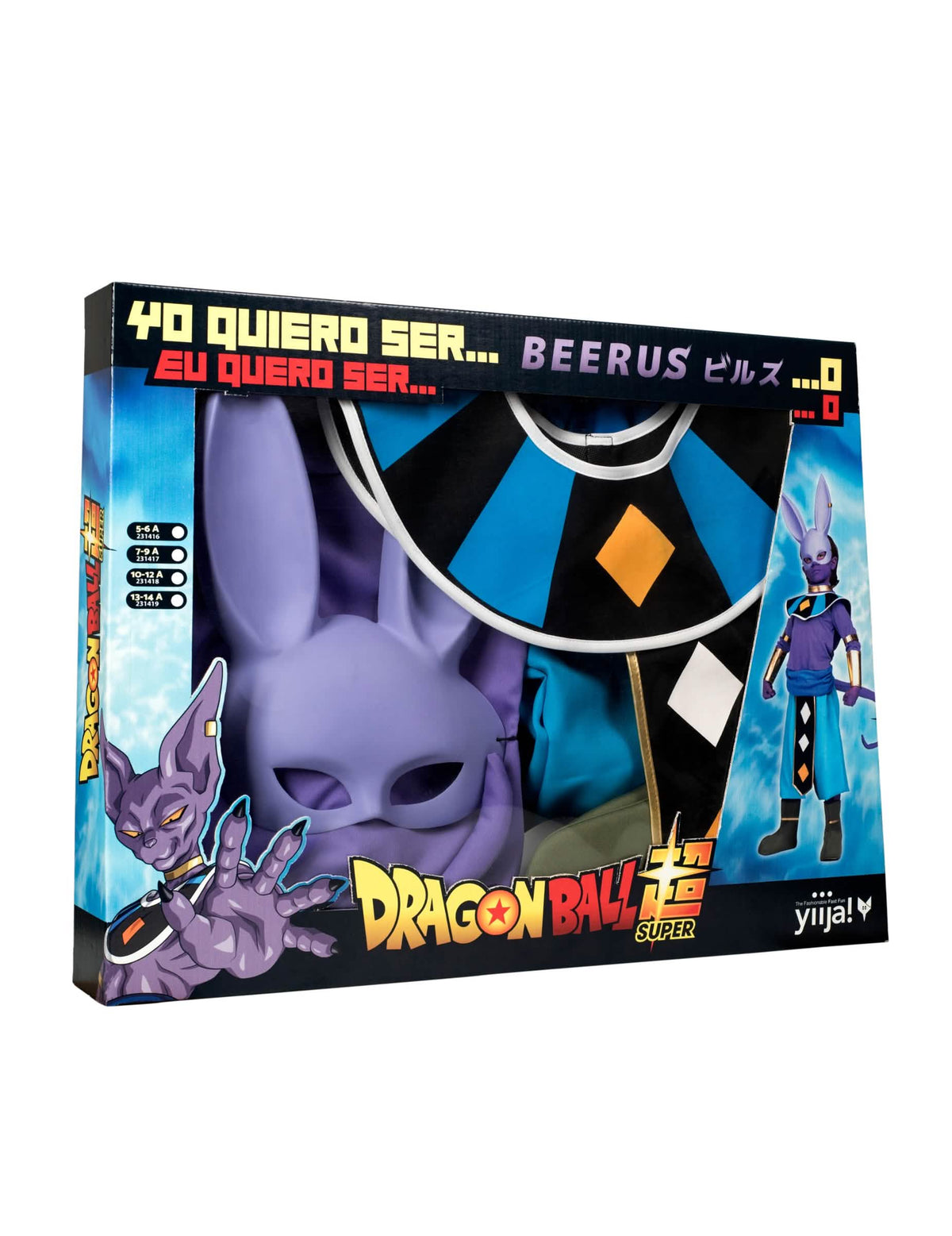 Pukeutumissetti maskilla Beerus Dragon Ball