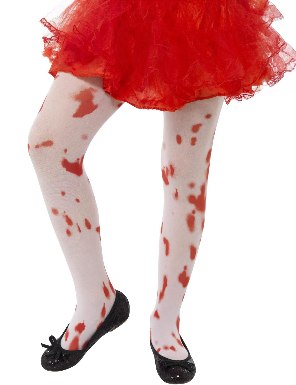 Lähikuva veritahroista verisissä halloween-sukkahousuissa lapsille