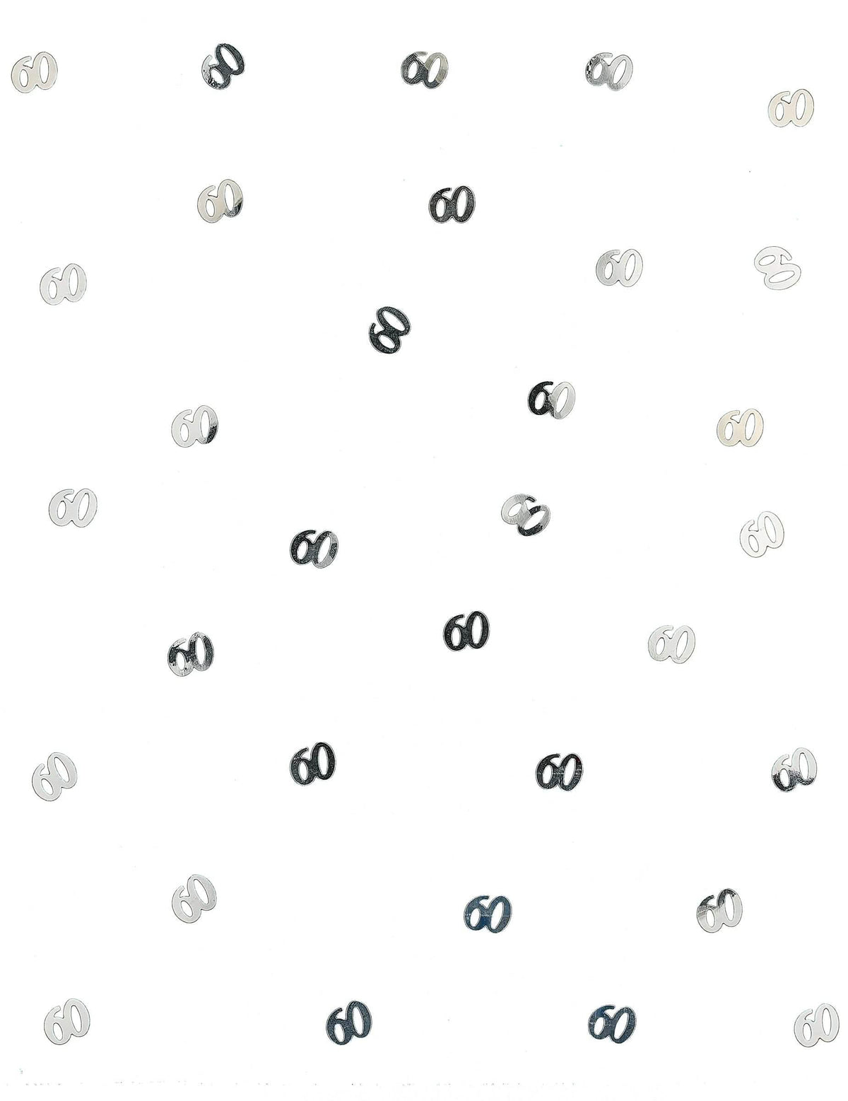 Vue d'ensemble des confettis de table 60 pour anniversaire