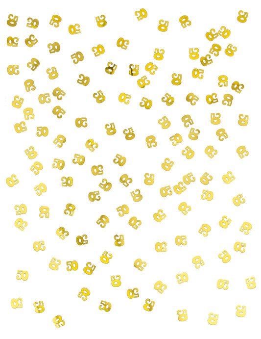 Vue d'ensemble des confettis de table 50 pour décoration d'anniversaire