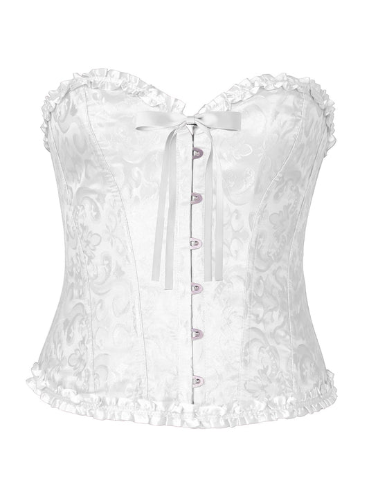 Valkoinen barokkityylinen nyörikorsetti naisille