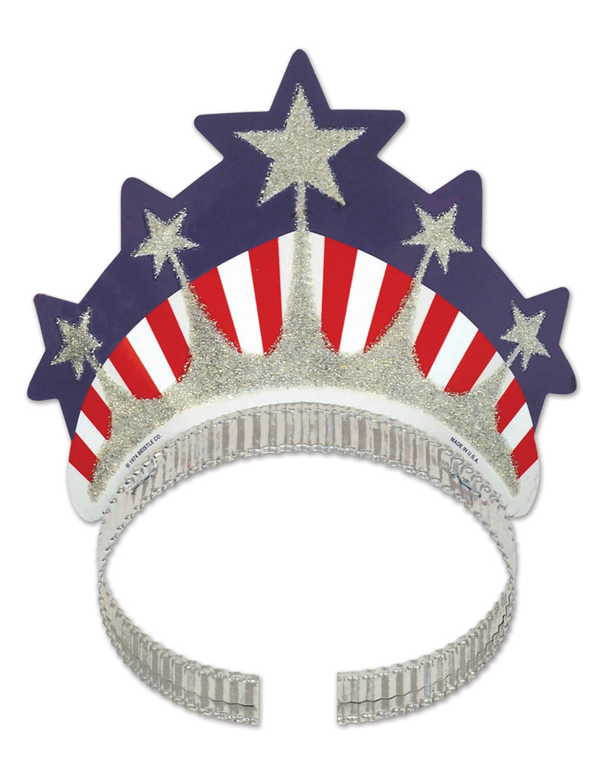 Miss Liberty -kruunu sininen valkoinen punainen ja hopea kimalteleva