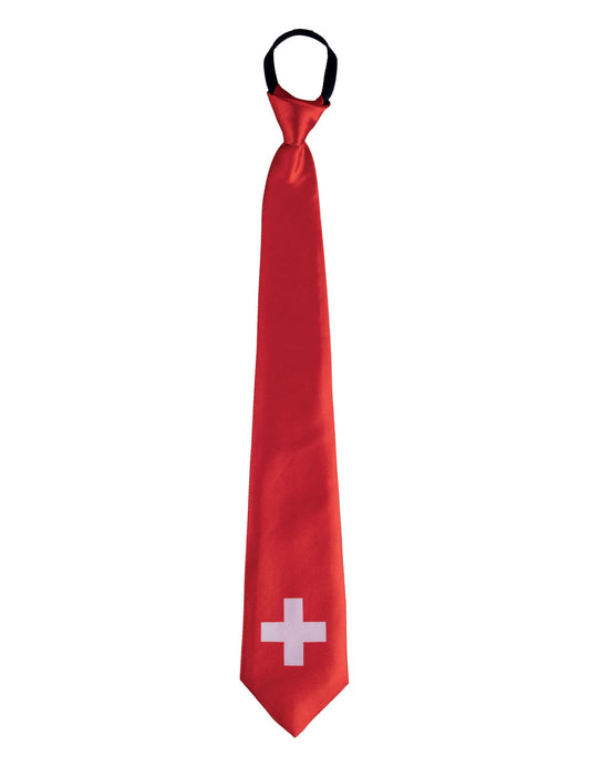 Vue de face de la cravate drapeau Suisse