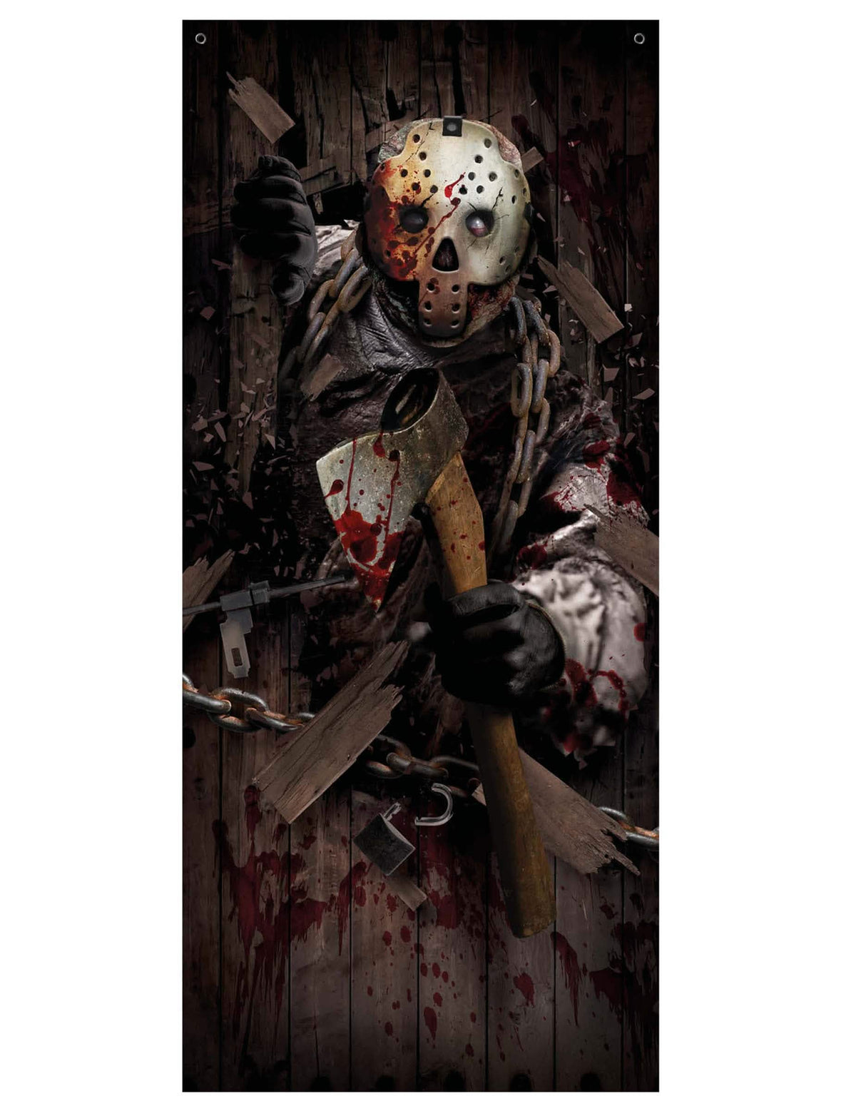 Détail de l'assassin avec hâche ensanglantée de la décoration de porte assassin à la hâche