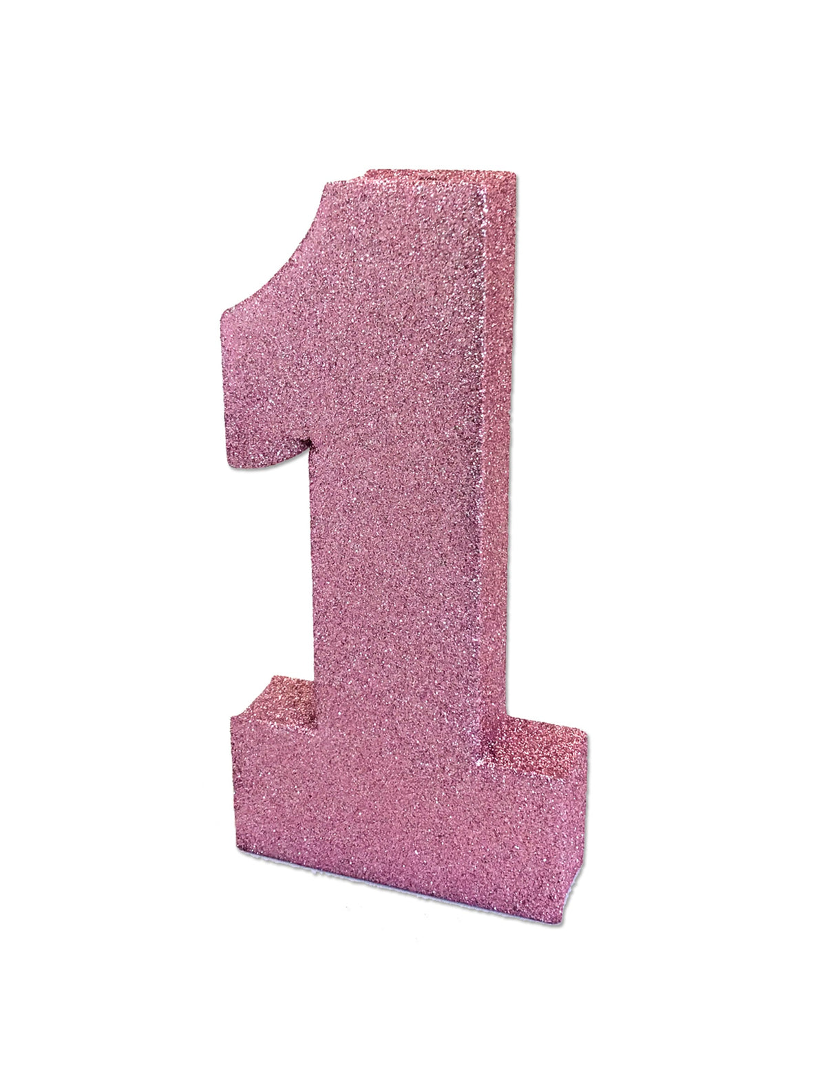 Décoration de table chiffre 1 pour 1 an rose pailleté