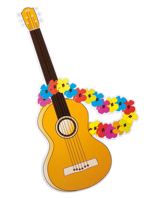 Guitare avec collier de fleurs de la décoration hawaï