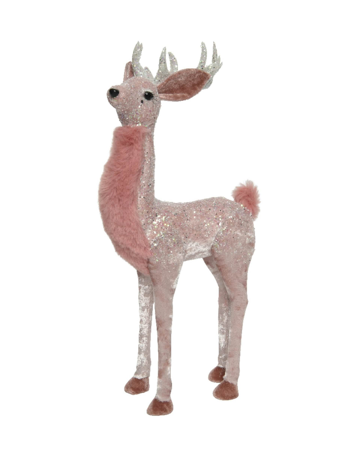 Décoration de joli cerf féérique pour fête rose pailleté