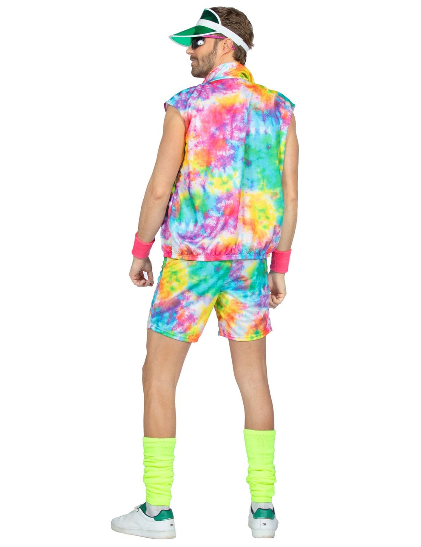 Vue de dos du déguisement aérobic tie and dye pour homme