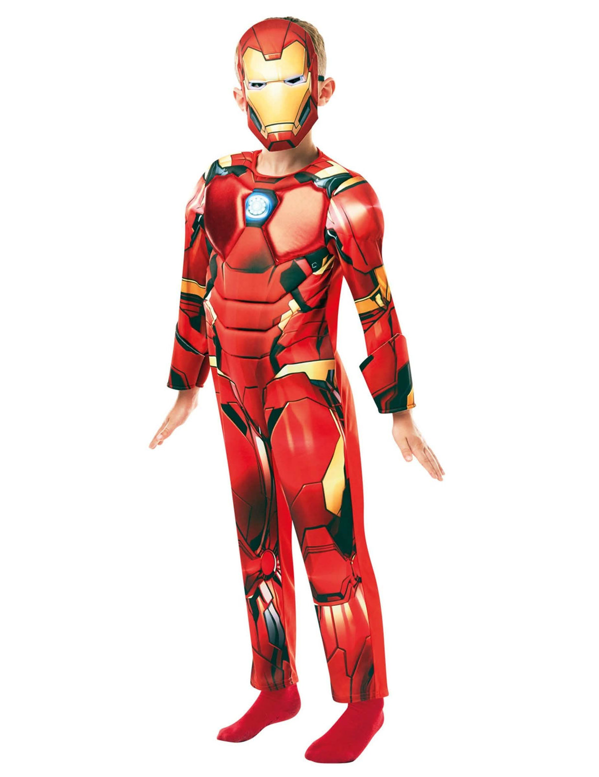 Vue de face du costume d'Iron Man du déguisement de couple Spiderman et Iron Man