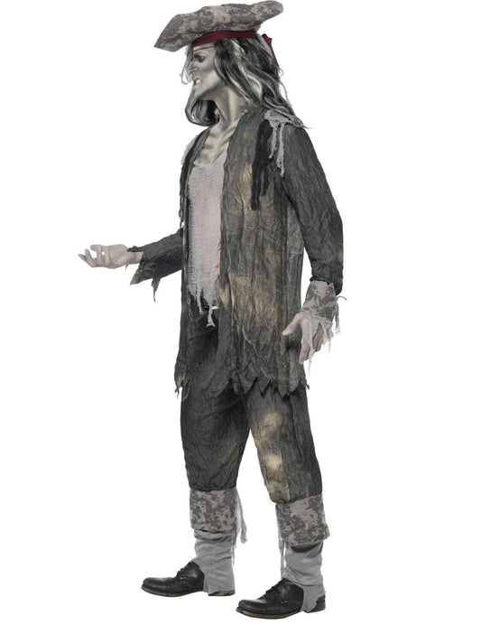 Vue de profil du déguisement fantôme pirate pour homme