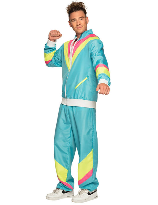 Miesten retro neonsininen lenkkeilyasu