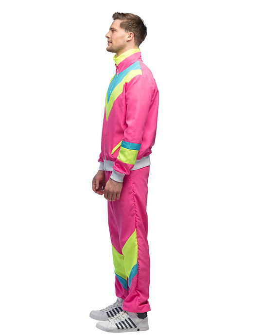 Miesten retro neonpinkki lenkkeilyasu