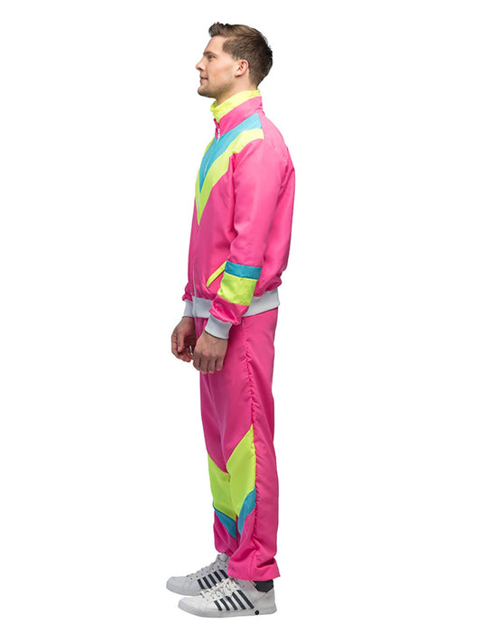 Miesten retro neonpinkki lenkkeilyasu