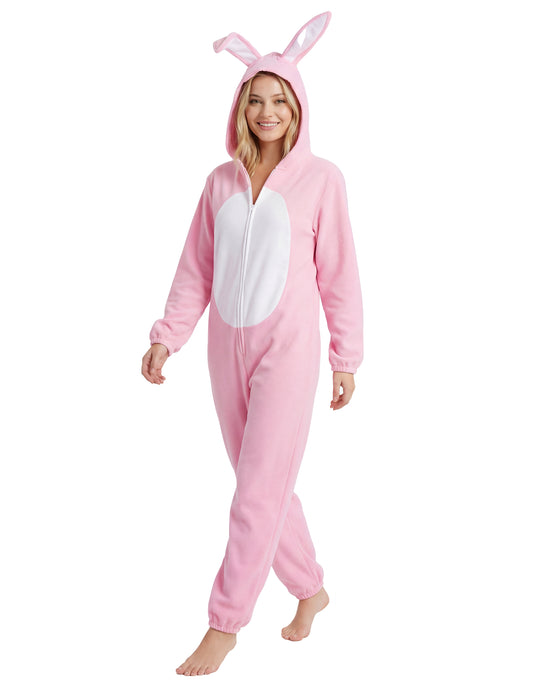 Vue de trois-quarts du déguisement de lapin pour femme