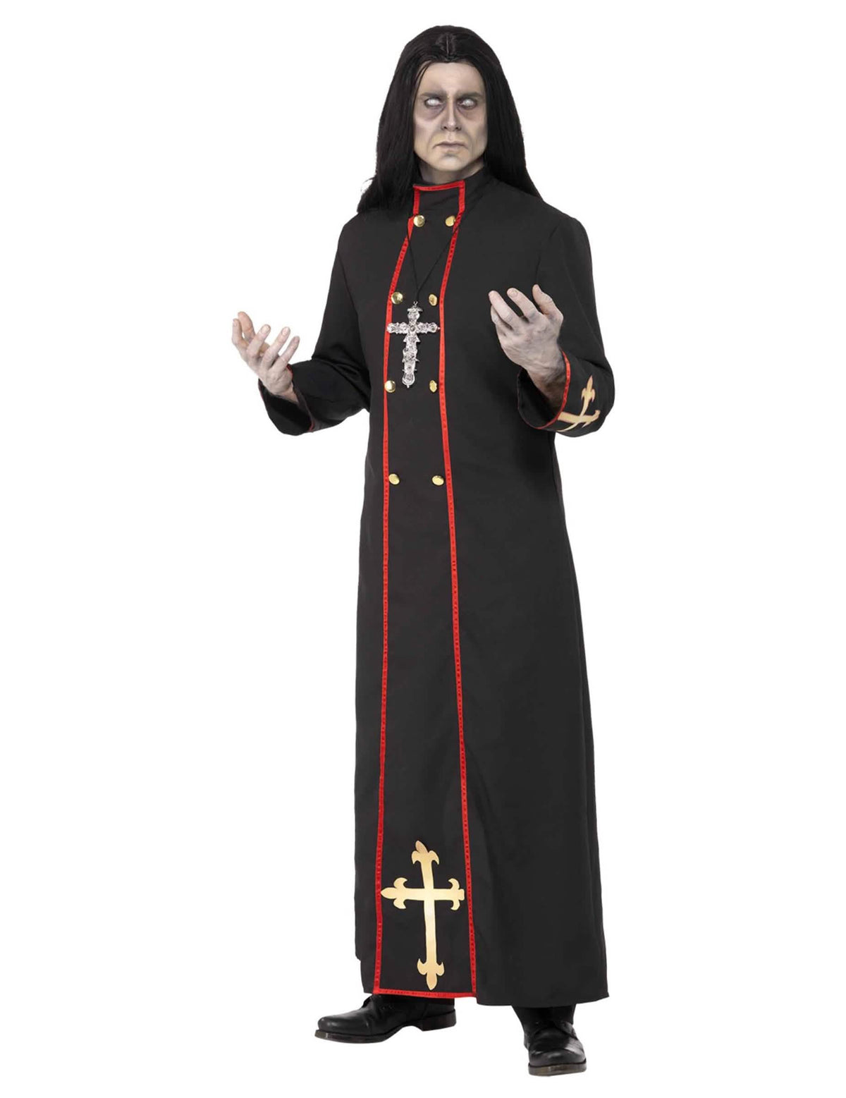 Päältä edestä kuva demonisen munkin miesten naamiaisasusta