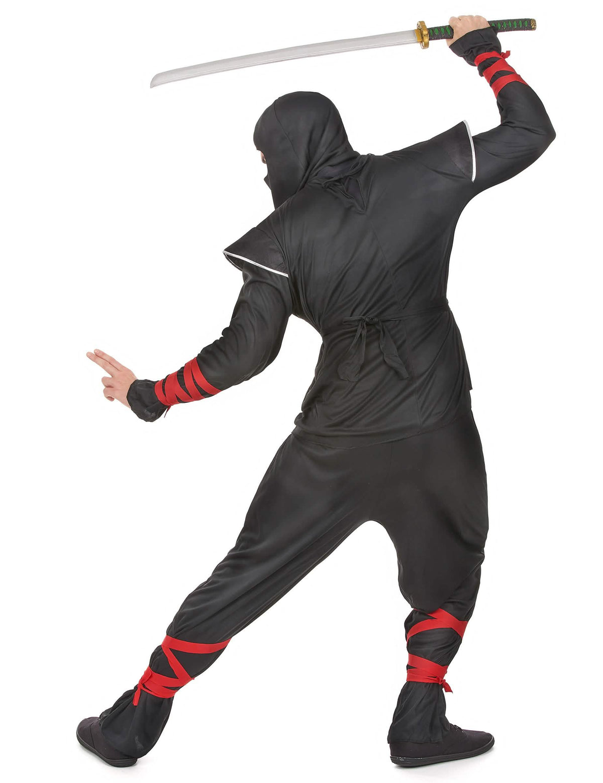 Vue de dos du déguisement ninja dragon argentés