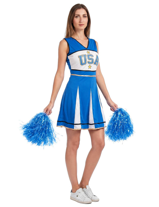 Cheerleader-naamiaisasu USA sininen naisille