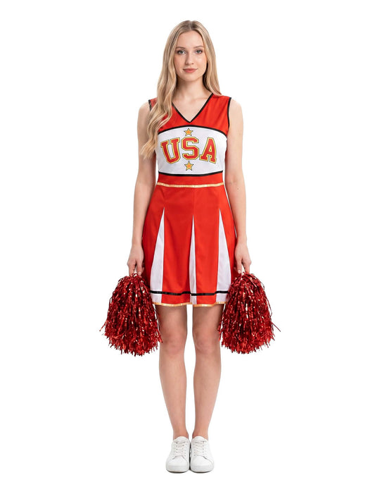 Cheerleaderin punainen asu naiselle