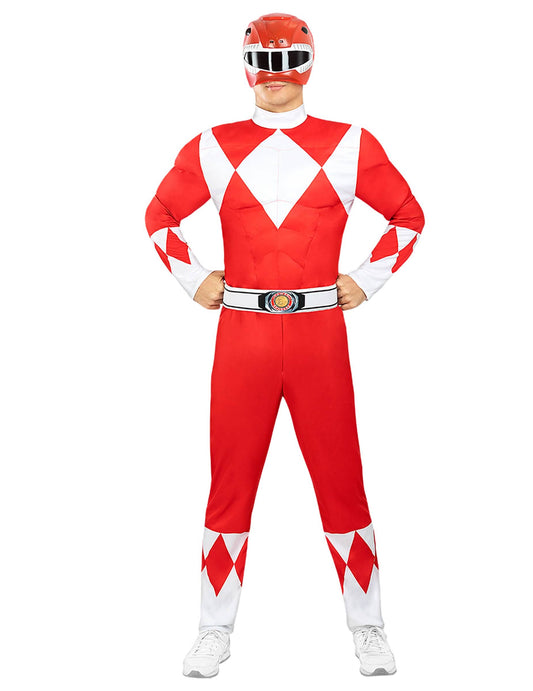 Vue de face du déguisement Power Ranger™ rouge