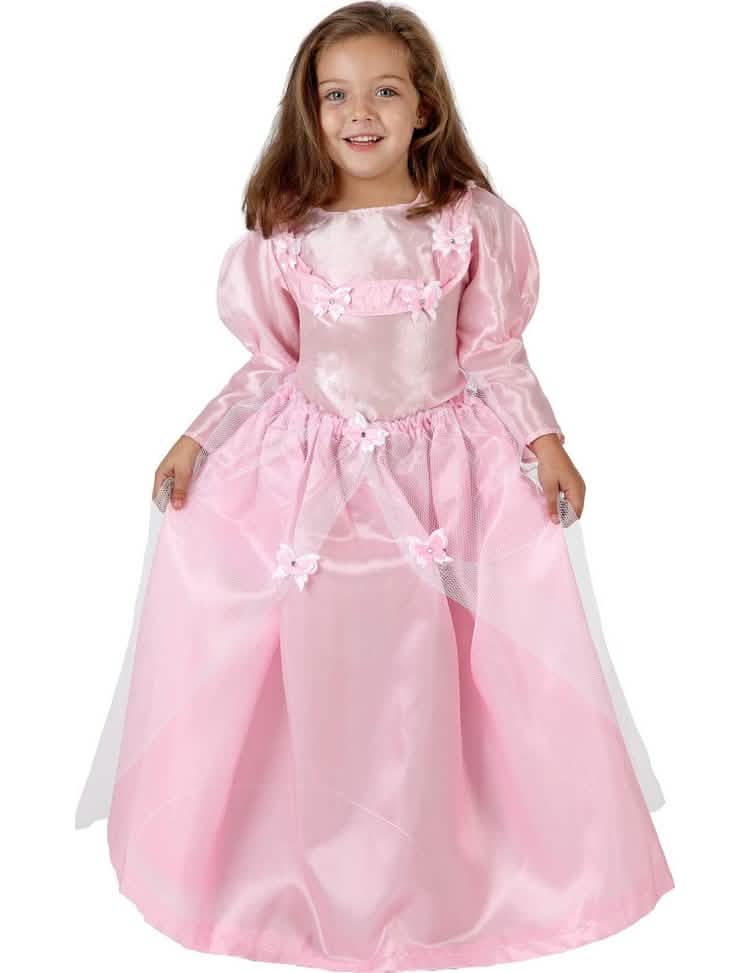 Déguisement de princesse pour fille rose avec papillons et tulle