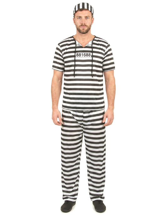 Déguisement prisonnier noir et blanc homme