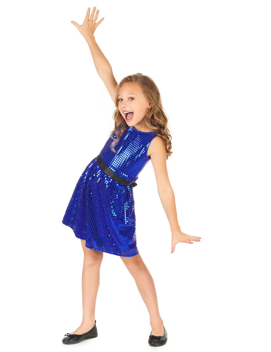 Vue de face du déguisement robe disco pour fille