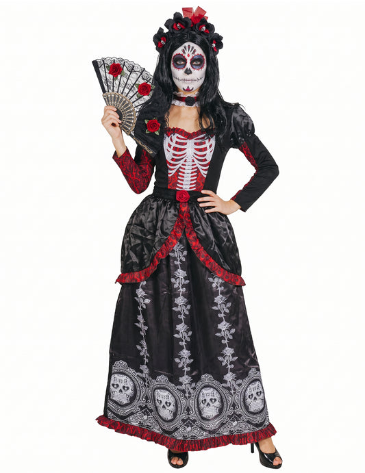 Naamiaisasu mekko pitkä Dia de los muertos nainen