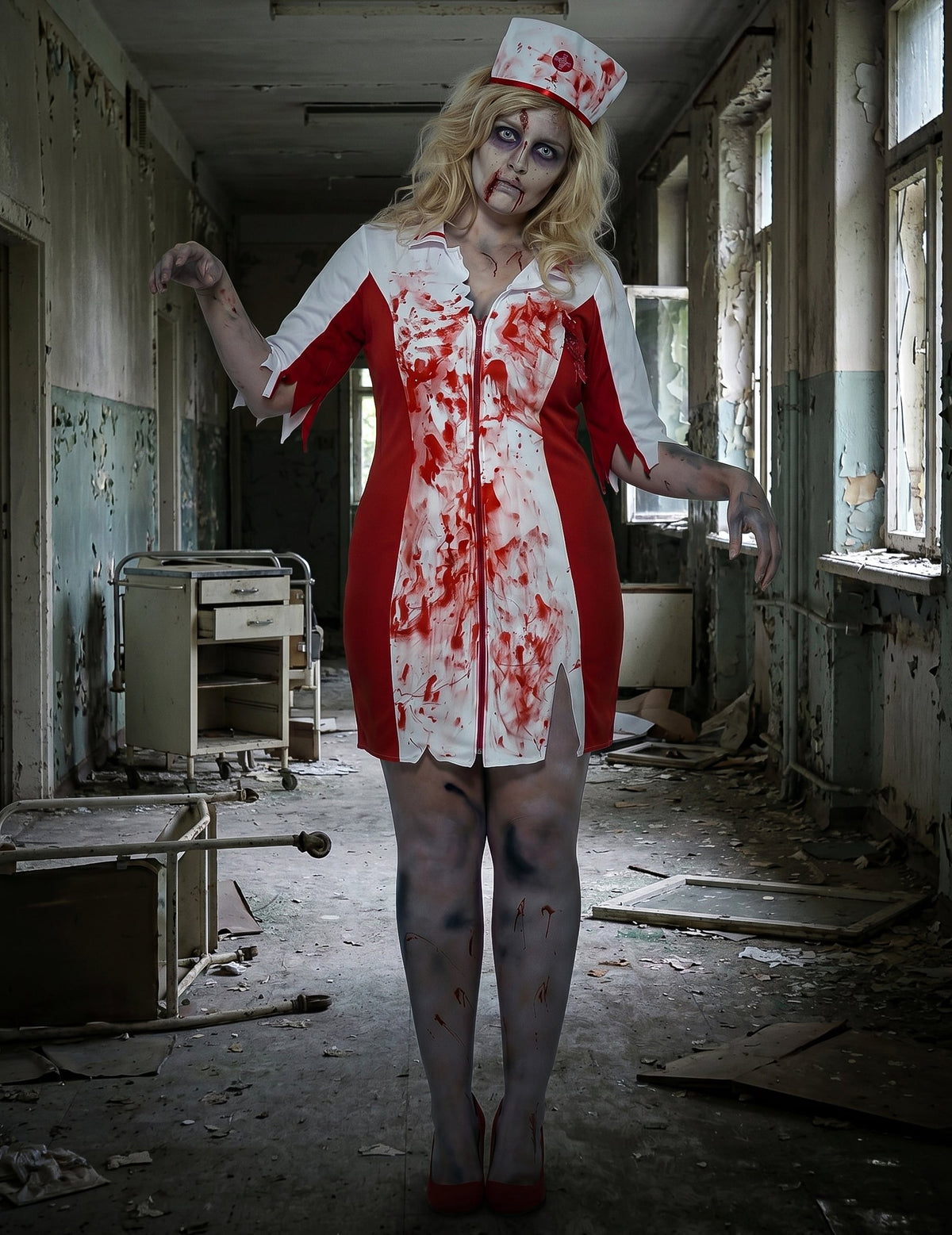 Naisten Zombisairaanhoitaja Halloween asu