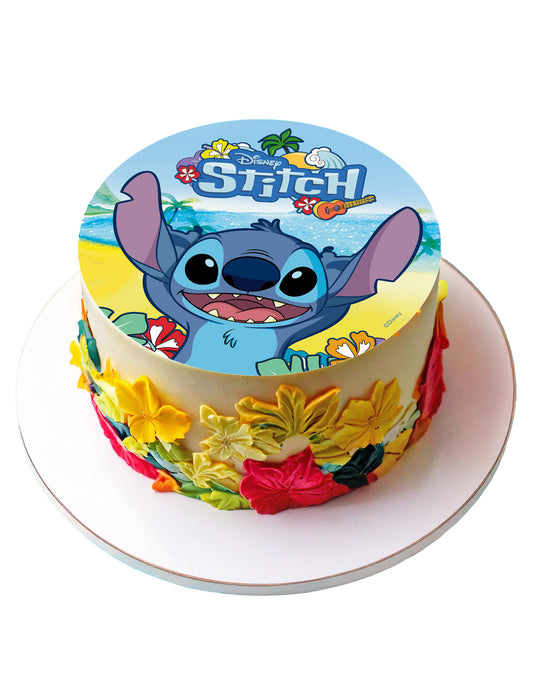 Mise en situation sur un gâteau du disque azyme Stitch