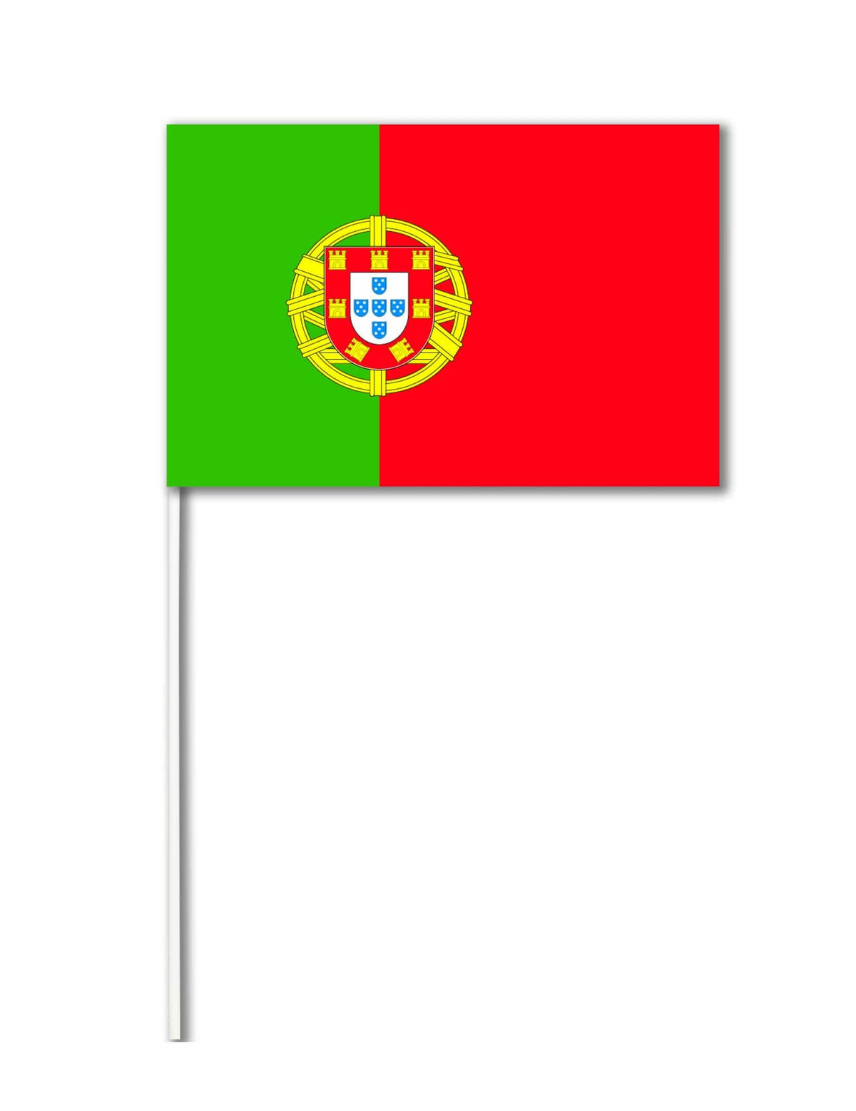 Portugalin paperilippu fanille vihreä ja punainen varrella