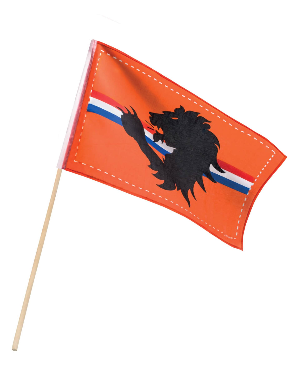Hollannin fani-lippu oranssille fanille, jossa on musta leijonat