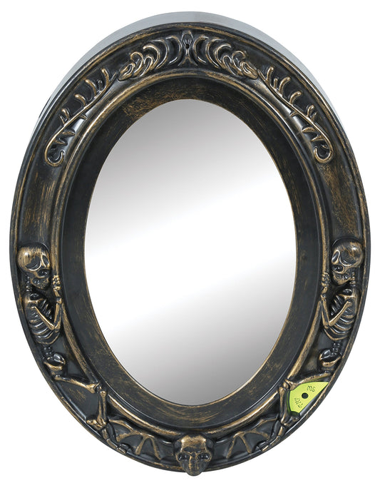 Vue de face du cadre avec squelettes du faux miroir sonore et lumineux Halloween