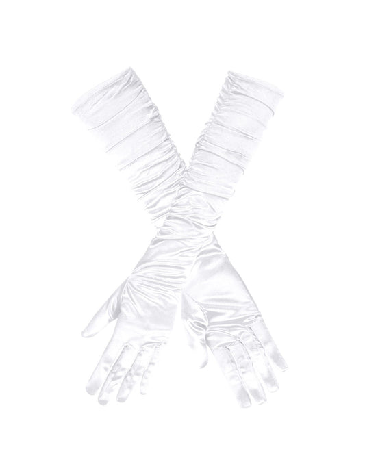 Vue à plat des gants longs satinés pour femme