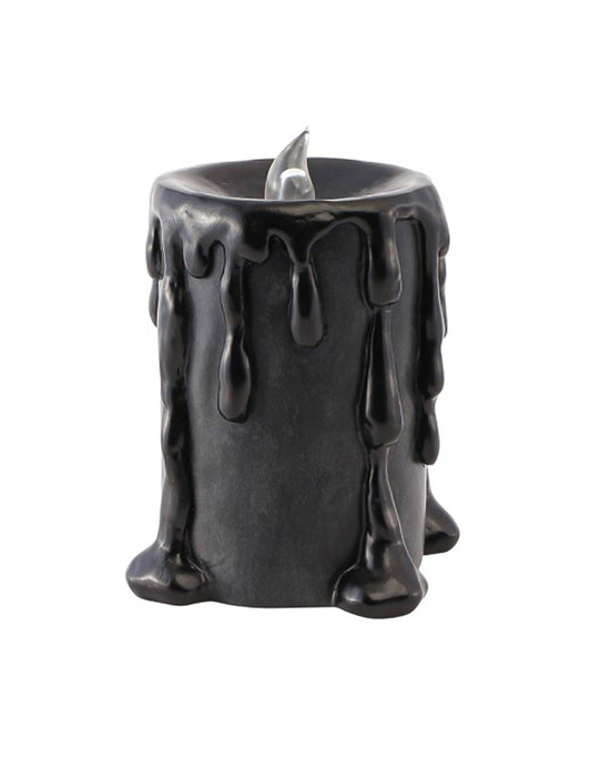 Suuri koristeellinen kynttilä mustaa hartsia LED-valolla 10 x 8,5 x 12 cm