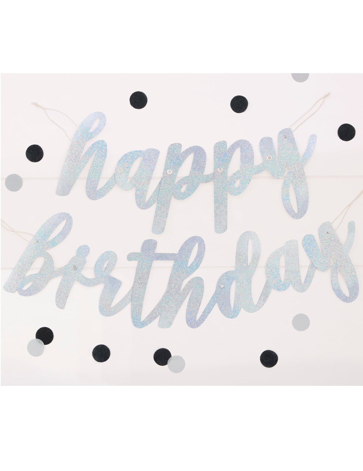Guirlande en carton Happy Birthday pour anniversaire argenté pailleté