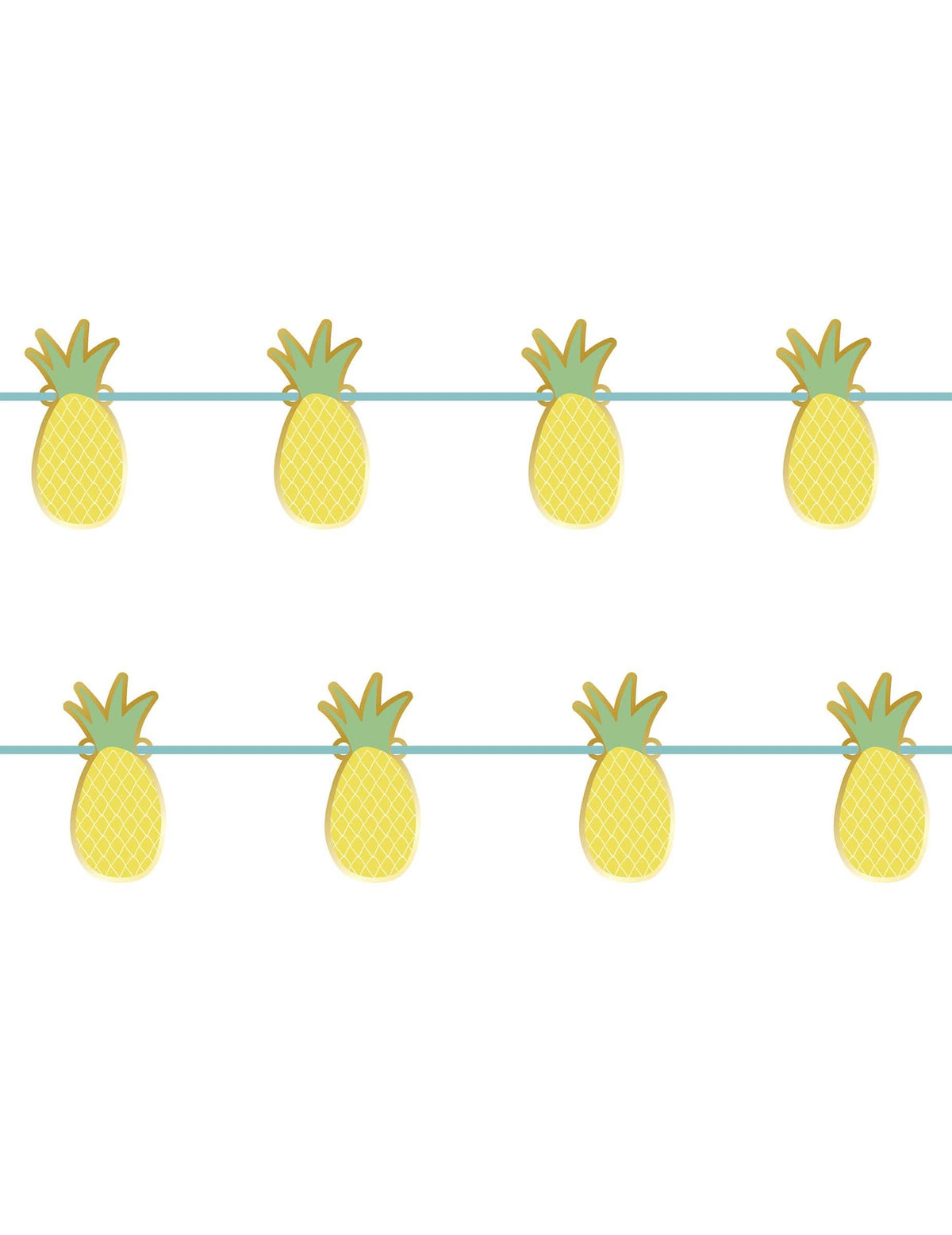 Guirlande en carton métallisée ananas pour décoration été jaune et vert