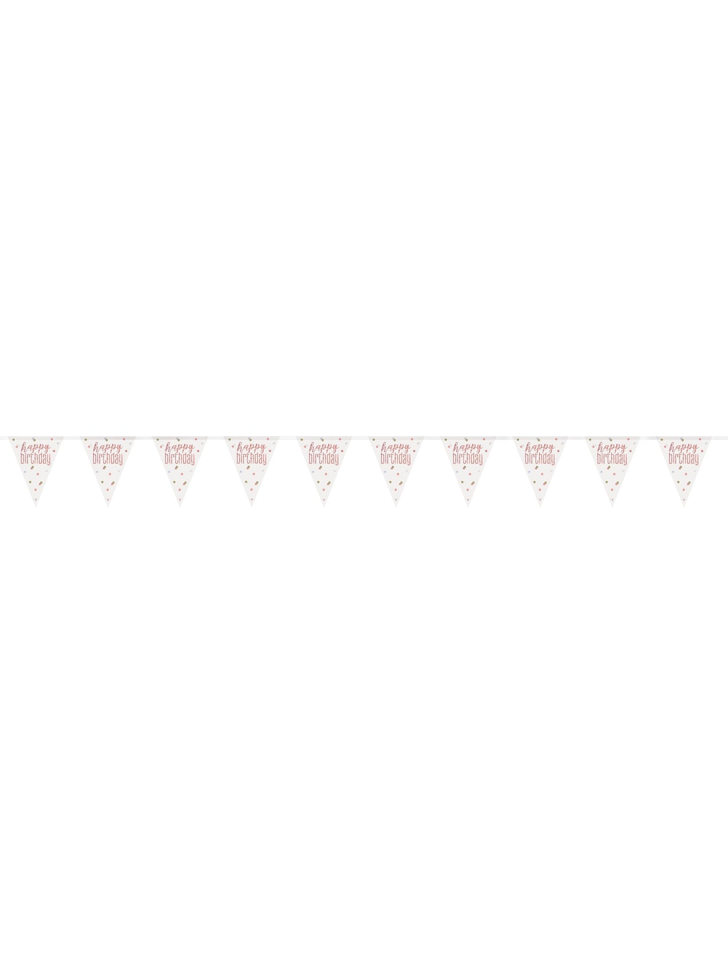 Vue d'ensemble de la guirlande fanions en plastique Happy Birthday