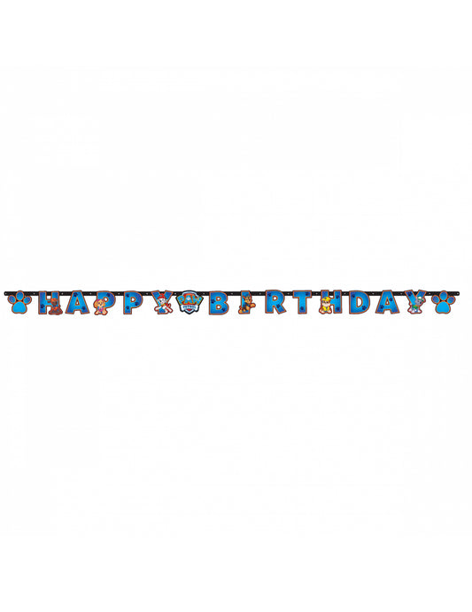 Vue d'ensemble de la guirlande Happy Birthday Pat'Patrouille