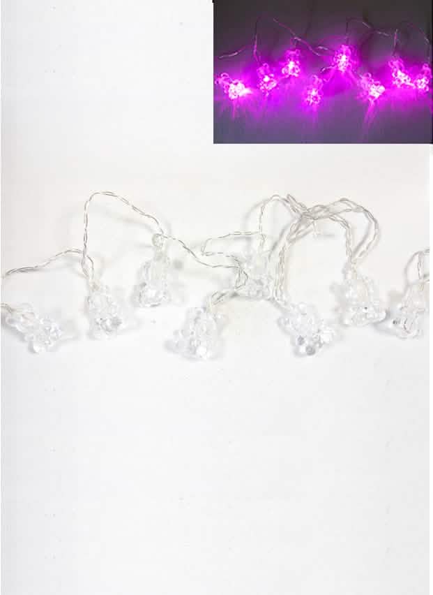 Guirlande lumineuse oursons pour décoration rose à 10 led