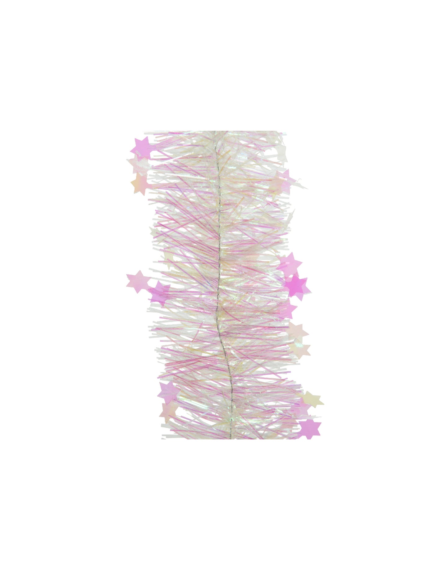 Guirlande iridescente avec étoiles pour sapin reflets roses