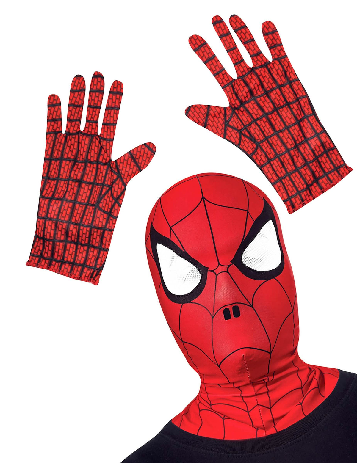 Spider-Man Ultimate -huppu- ja hanskat ja käsineet -setti lapsille punainen ja musta