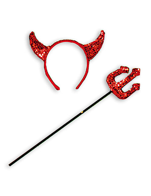 Kit diablesse Halloween pour femme rouge à sequins