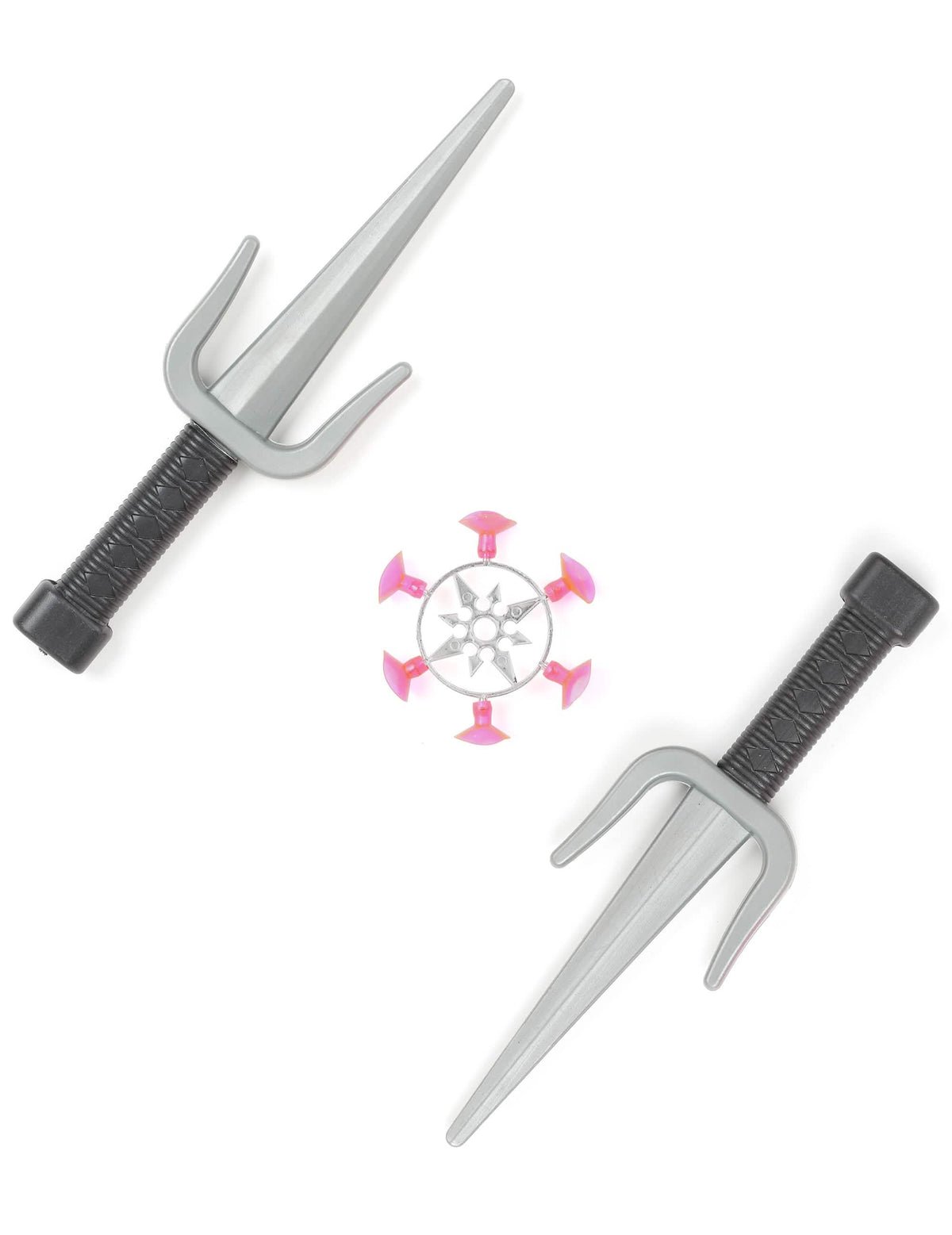 Kit ninja pour enfant en plastique gris et noir avec shuriken à ventouses